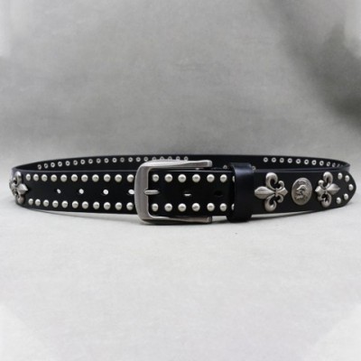 Metal Rivet Genuine Leather Punk Belt for Men - Fashionable Narrow Width Golden Buckle