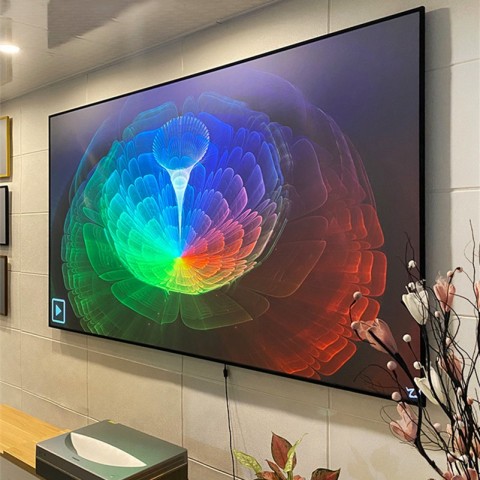 2024 ALR Projection Screen CLR PET Black Crystal Frame 100" 120" UST Projector