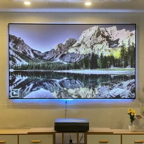 2024 ALR Projection Screen CLR PET Black Crystal Frame 100" 120" UST Projector