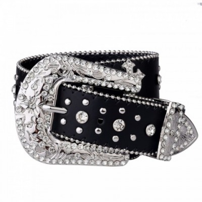 Black PU Narrow Belt with Golden Rivet Buckle for Men