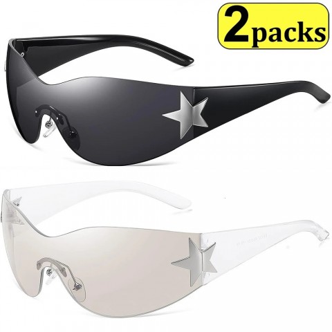 YK2 Punk Rimless Sunglasses for Women UV400 Protection