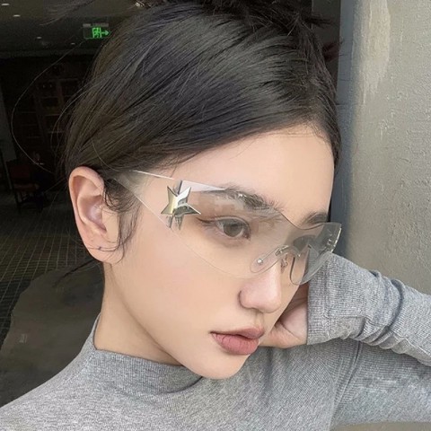 YK2 Punk Rimless Sunglasses for Women UV400 Protection