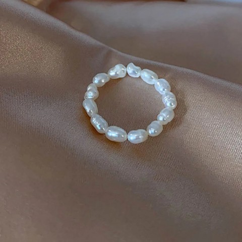 Minimalist Adjustable Cowgirl Band Ring with Freshwater Pearls for Women