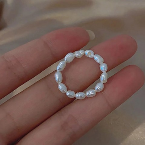Minimalist Adjustable Cowgirl Band Ring with Freshwater Pearls for Women