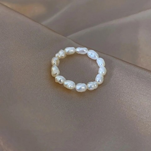 Minimalist Adjustable Cowgirl Band Ring with Freshwater Pearls for Women
