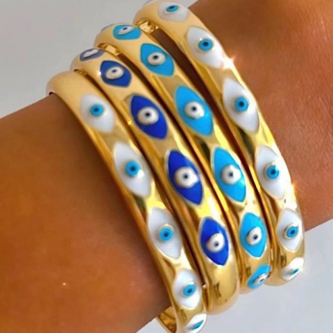 ZJ8974 Unisex Vintage Enamel Open Cuff Bangle