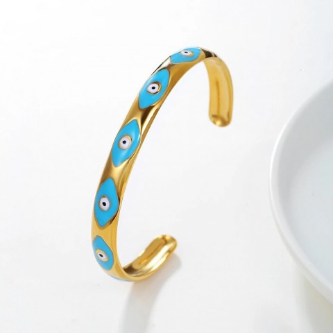 ZJ8974 Unisex Vintage Enamel Open Cuff Bangle
