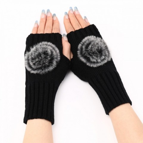 Short Winter Women's Acrylic Finger Gloves for Warmth