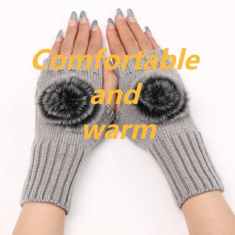 Short Winter Women's Acrylic Finger Gloves for Warmth