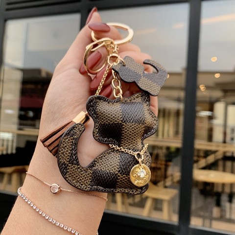 Creative Unisex Leather Cat Keychain