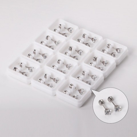 TRENDY 12 Pair Bohemian Cubic Zirconia Stud Earrings, Simple Screw Back, Gold, Beach Jewelry Gifts