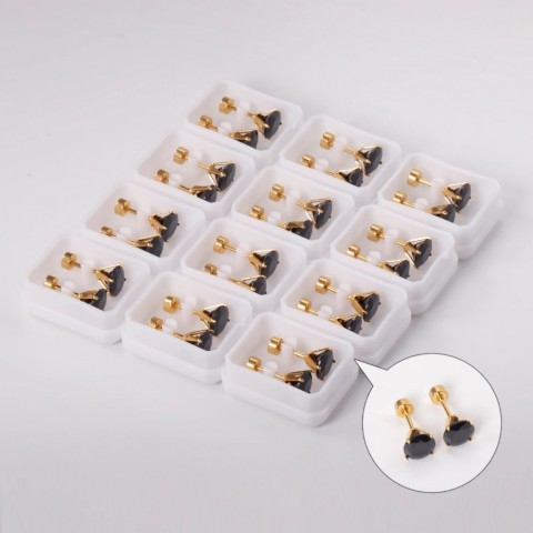 TRENDY 12 Pair Bohemian Cubic Zirconia Stud Earrings, Simple Screw Back, Gold, Beach Jewelry Gifts