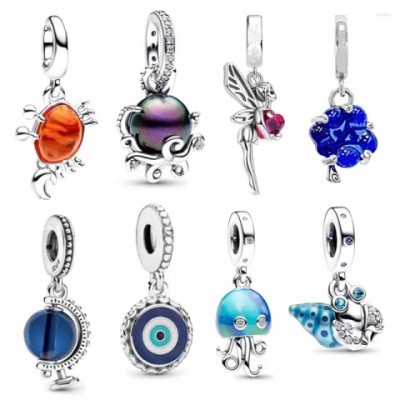 Color-Changing Jellyfish & Butterfly Charm Beads for Women's Sterling Silver Bracelet