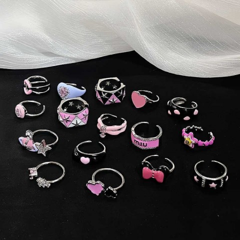 Barbie Inspired Couple Heart Rings with Pink Ruby for Women