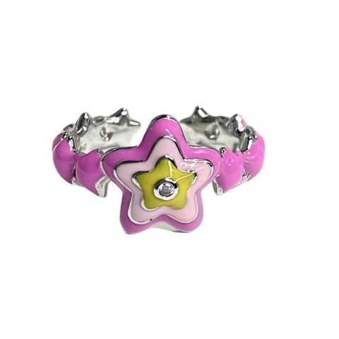 Barbie Inspired Couple Heart Rings with Pink Ruby for Women