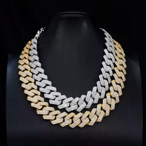 Moissanite Hip Hop Necklace for Men - 14mm Gold Chain & Sterling Silver