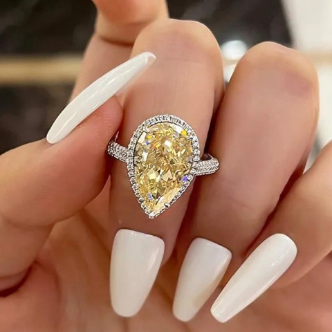 Sparkling Sterling Silver Pink Moissanite Wedding Ring for Women