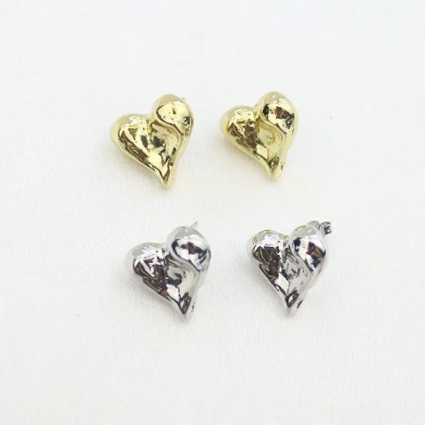 Unique Bohemian Gold/Silver Plated Copper Heart Stud Earrings for Women