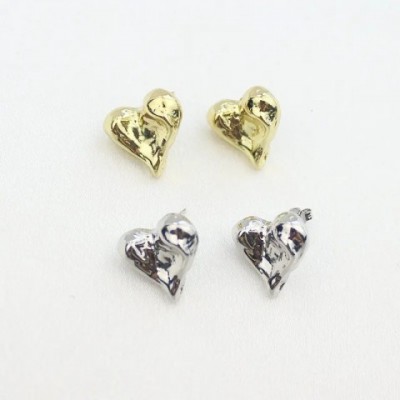 Unique Bohemian Gold/Silver Plated Copper Heart Stud Earrings for Women