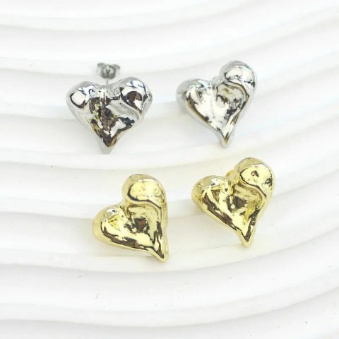 Unique Bohemian Gold/Silver Plated Copper Heart Stud Earrings for Women