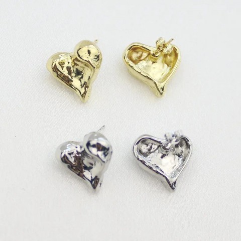 Unique Bohemian Gold/Silver Plated Copper Heart Stud Earrings for Women