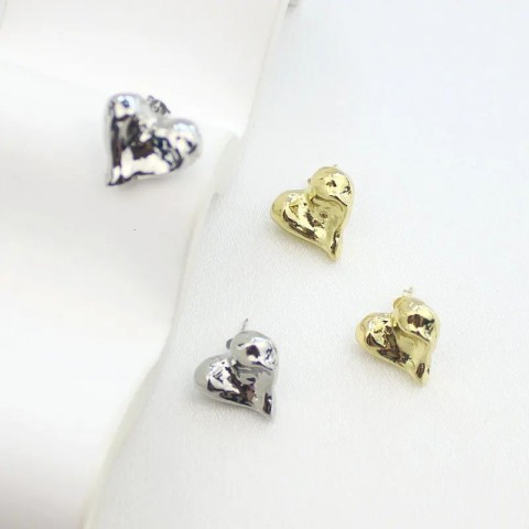 Unique Bohemian Gold/Silver Plated Copper Heart Stud Earrings for Women