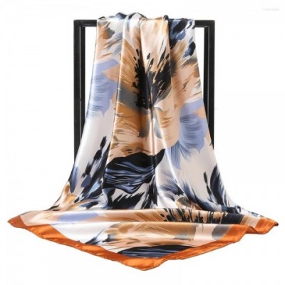 Floral Printed Satin Silk Scarf for Women, Multifunctional Spring Summer Hijab 90x90cm