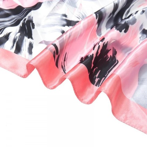 Floral Printed Satin Silk Scarf for Women, Multifunctional Spring Summer Hijab 90x90cm