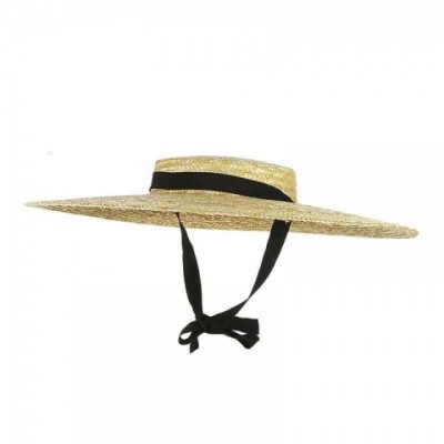 Wide Summer Straw Hat for Women with Long Ribbon and Large Brim