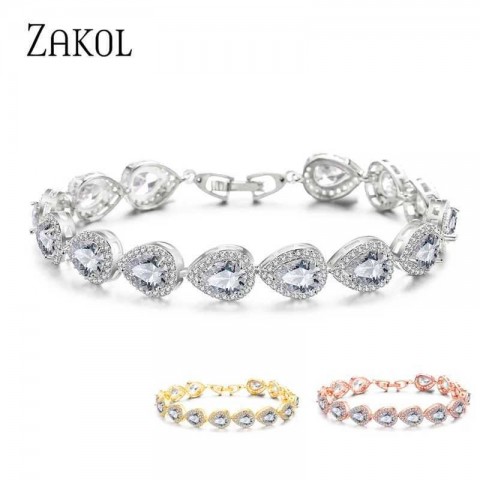 ZAKOL Luxury Gothic Water Drop Onyx Bracelet for Women
