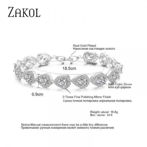 ZAKOL Luxury Gothic Water Drop Onyx Bracelet for Women