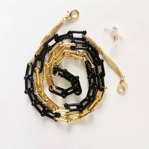 Luxurious Resin Leopard Print Eyeglasses Chain for Unisex - U-Shaped Horseshoe Metal Link