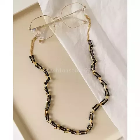 Luxurious Resin Leopard Print Eyeglasses Chain for Unisex - U-Shaped Horseshoe Metal Link