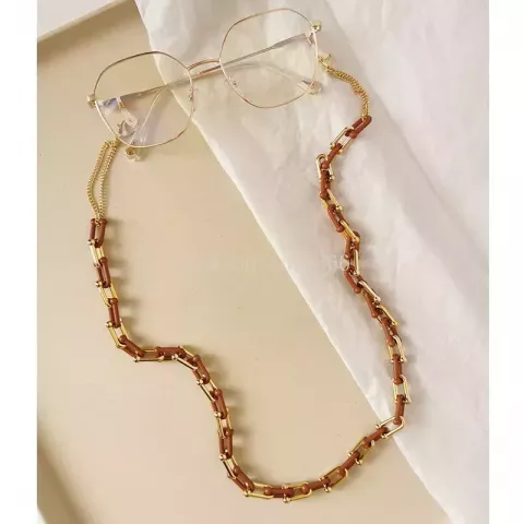 Luxurious Resin Leopard Print Eyeglasses Chain for Unisex - U-Shaped Horseshoe Metal Link