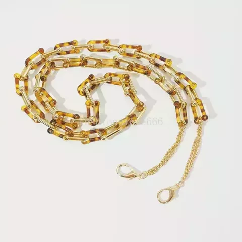 Luxurious Resin Leopard Print Eyeglasses Chain for Unisex - U-Shaped Horseshoe Metal Link