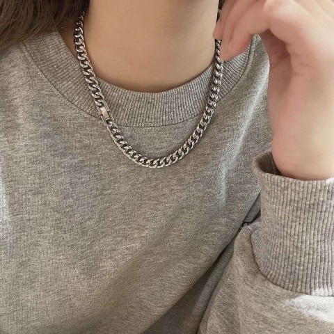 Unisex Titanium Steel Cuban Chain Necklace