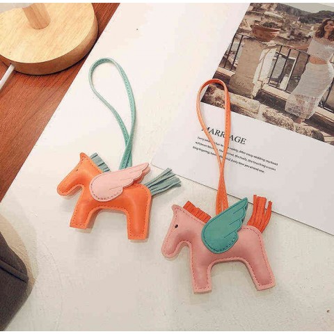 Cute Leather Angel Pony Keychain, Unisex Copper Plated Pendant, T220909