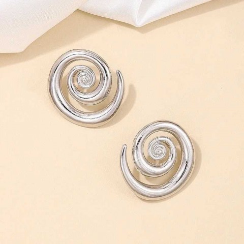 Vintage Gold Spiral Texture Stud Earrings for Women - Exaggerated Metal Gloss Charm Jewellery Gift
