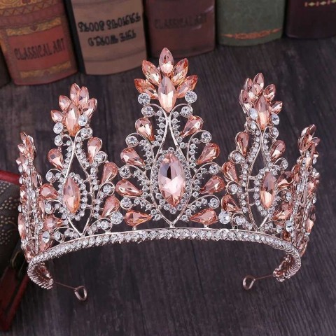 Baroque Rose Gold Crystal Tiaras & Hair Accessories for Women - H241205