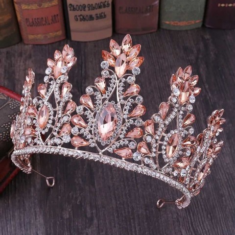 Baroque Rose Gold Crystal Tiaras & Hair Accessories for Women - H241205