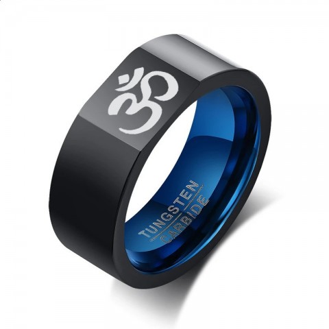 Vnox 8mm Silver Plated Wedding Band for Men with Square Top Tree of Life Cross Engraving