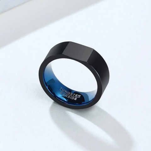 Vnox 8mm Silver Plated Wedding Band for Men with Square Top Tree of Life Cross Engraving