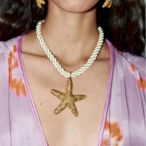Thick Stainless Steel Starfish Pendant Necklace for Women Trendy Summer Party Jewelry 240723