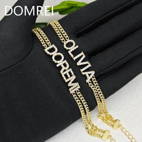 DOREMI Customizable 9mm Crystal Letter Double Chain Bracelet