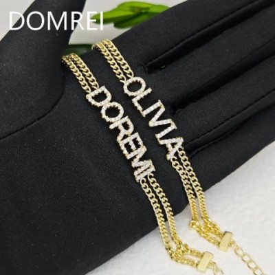 DOREMI Customizable 9mm Crystal Letter Double Chain Bracelet