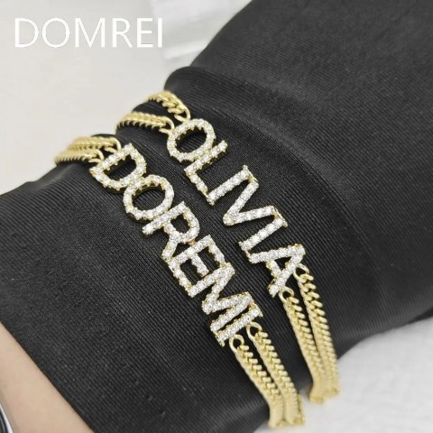 DOREMI Customizable 9mm Crystal Letter Double Chain Bracelet