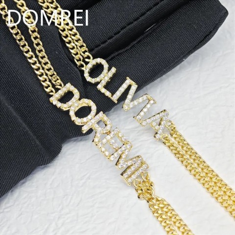 DOREMI Customizable 9mm Crystal Letter Double Chain Bracelet