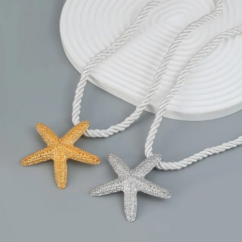 Thick Stainless Steel Starfish Pendant Necklace for Women Trendy Summer Party Jewelry 240723