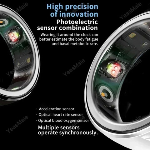 Ola Esporte Men's Smart Ring, 18K Gold Plated, NFC, Fitness & Sleep Tracker, Waterproof