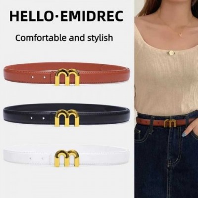 Luxury Women's Narrow Genuine Leather Belt with Golden Dot Buckle
